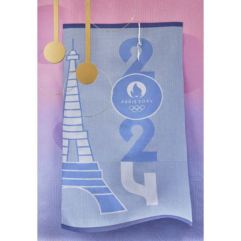 Beach towel Millésime Blue 100% cotton, , hi-res image number 0
